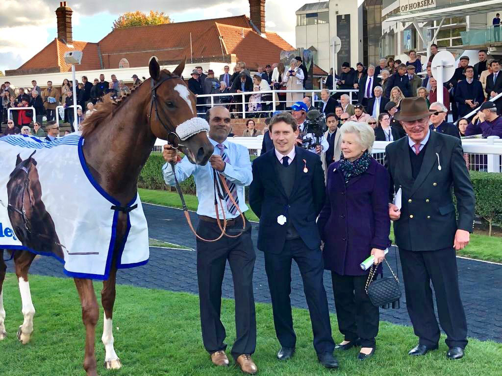 Family photo: at Newmarket with the Whitsbury-bred, Juddmonte-owned Chaldean, the son of Frankel winner of the Group 1 Dewhurst Stakes. The colt is out of the Dutch Art mare Suelita, bought by Harper Snr for just 21,500gns
